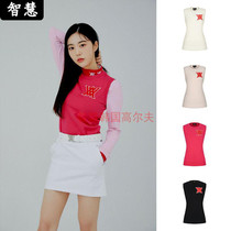 South Korea ANEW GOLF Golf Machia Women 21 Autumn LOGO embroidered round collar warm sleeveless knitted sweatshirt