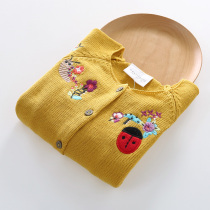 Girls Cardigan 2021 Autumn Pure Cotton Knitted Girls Yellow Foreign Air Autumn Dress Children Women Baby Thin Coats