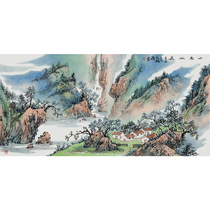 The new product took 8 Fold left group Mountain High Water Long hand-painted landscape painting by the chairman of the Art Association Member City Art Association