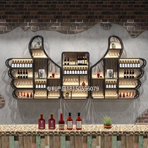 Bar and bar decoration wine cabinet wall-mounted restaurant rack creative wall wine display stand iron wine rack