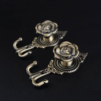 Curtain adhesive hook wall hook European rose metal hook curtain buckle strap rope hanging ball fixing decorative wall hook pair