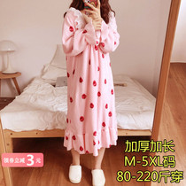 Night dress female winter princess large size fat mm loose flannel autumn and winter coral velvet pajamas long thickened home clothes