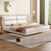 Suspended bed light luxury modern master bedroom high-end atmospheric double bed 2022 new Italian style minimalist leather bed
