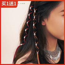 invia national style braided hair color rope dirty braid ring buckle braid color head rope bohemian head jewelry hair accessories