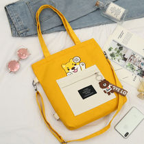  Canvas bag female messenger ins bag large capacity college students in class wild hand carry one shoulder portable bag