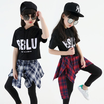 Childrens modern dance performance clothing Student girl hip-hop British plaid jazz culottes hip-hop performance clothing graduation