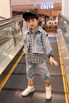 Childrens clothing boy suit autumn handsome Korean childrens cowboy three-piece baby Foreign trend spring and autumn suit