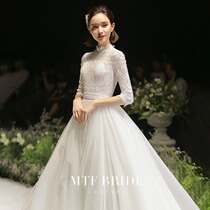 Mantingfang (Grace)fishtail wedding dress 2021 new bride vintage Hepburn French wedding dress two wedding dresses
