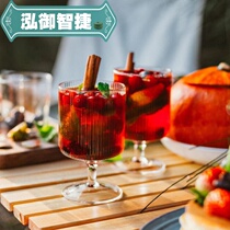 Hot Red Wine Cups Heat Resistant Glass Cups Nets Red Ins Wind Vertical Stripes Cups Foreign Wine Cups Embossed Fruit Wine Cocktail Cups