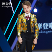 Modern Meow childrens piano tuxedo dress suit boy suit host British handsome show show suit