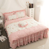 Summer gong zhu feng cotton frill four bed skirt cotton lace quilt cover sheets 1 8 meters bedding