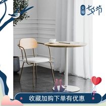  Nordic retro light luxury wrought iron dining table Simple household solid wood modern small square table Milk tea house cafe negotiation table