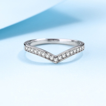 Fashion Personality High-end Tail ring V Withdrawal Index Finger Pure Silver Simulation Drill Laminated and Girl with Diamond Ring to Send Girlfriend