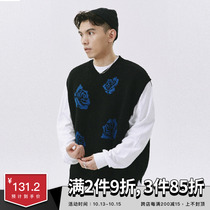 SAMESAME21AW Black Rose Casual Joker V-neck Sweater Loose Tide Brand Couple Knitted Vest Autumn Winter