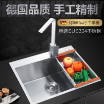 304 stainless steel handmade sink thickened single tank 4mm kitchen sink sink sink table upper basin basin Basin