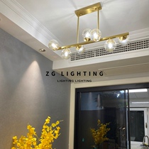 Nordic Full Copper Restaurant Chandelier Rear Modern Minimalist Bar Table Lamp Creative Personality Brass Magic Bean Molecular Dining Room Lamps