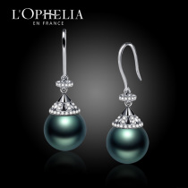 Jewelry Tahitian black pearl earrings 18K gold diamond sea water drop earrings send wife send girlfriend send mother gift
