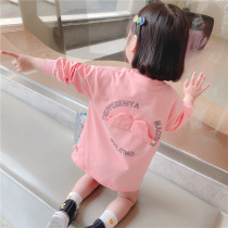 Girls clothes Spring and Autumn 2021 New style childrens autumn Korean version of little girl baby long coat loose