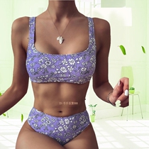 2021 floral bikini split swimsuit triangle floral bikini split swimsuit