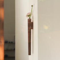 Dukura life string Japanese handmade black walnut solid wood flower insert wall flower decoration Dry vase Zen wall decoration