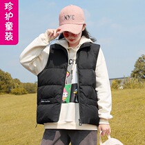 Girl vest thickened light black casual foreign atmosphere autumn and winter 12-year-old girl Zhongdai winter short down jacket
