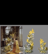 Wedding hand-painted large floral outdoor yellow yellow white arc natural Series Thai material layered psd source file