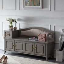 American minimalist change of shoes stool doorway backrest wearing footrest solid wood household integrated into the door can sit and contain storage shoes cabinet