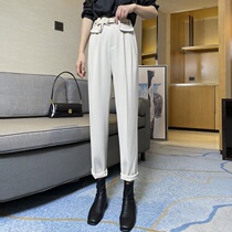  Lacquered shop womens trousers 2021 spring new thin nine-point trousers temperament goddess generous charm