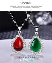 Jasper pendant 925 silver inlaid Emperor green chalcedony water drops red agate choker delivery necklace