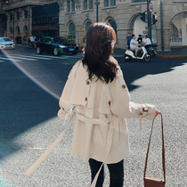 Off-white trench coat womens long style British style small man 150xs casual commuter double-breasted coat top tide