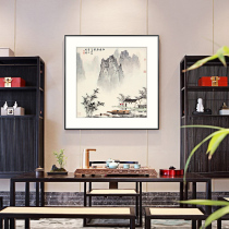 White Snowstone Landscape Painting Chinese Decorative Painting Living Room Sofa Background Wall Hanging Office Study Tea House Frescoes