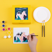 MannArt man art mini digital oil painting diy handmade filled with color gift cartoon children hand painted young girl