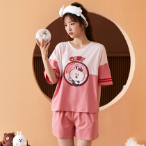 (Brown Bear joint name) Fenten 2021 new summer thin large size cartoon cotton short sleeve shorts pajamas