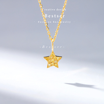 Blue Bestser (Little Prince)18k gold diamond-set necklace Female clavicle chain five-pointed star Pendant Valentines Day