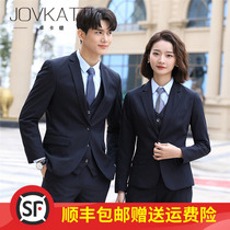 High-end custom men and women with the same long sleeve suit suit professional wear white collar business dress hotel manager Sales Department