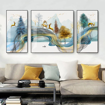 Light and extravagant living room decorative painting style sofa background wall painting tricks wealthy water hanging painting modern simple mural three-picture