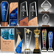 Sand Gold Crystal Trophy Custom Metal Group Male Eagle Atmosphere Old Eagle Stall Trophy Promotion Basketball Solid Wood Woody