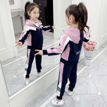 Girls suit spring and autumn foreign style 2021 new fashionable girls childrens sports childrens clothing spring net red two-piece set