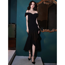 Dress small evening dress dress women 2021 New banquet temperament black French celebrity fairy Noble can wear