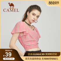 Camel womens summer new short sleeve coat female Han Edition fashion short - line