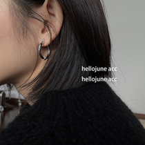 hellojune copper gold plated chain winding round earrings Daily shape ring ear ring gold and silver two color