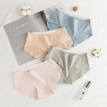 Day Ensemble Young Girl Pure Cotton One-Piece Underpants 100% Total Cotton Antibacterial Breathable Summer Thin middle waist No-scratched Triangle pants