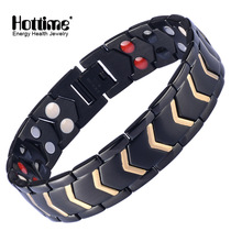 Korean fashion jewelry titanium steel magnet bracelet black male germanium Stone sports negative ion energy bracelet balance fitness