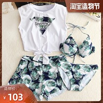 Korean skirt split swimsuit Female bikini three or four-piece set small chest gathered girl student conservative hot spring swimsuit