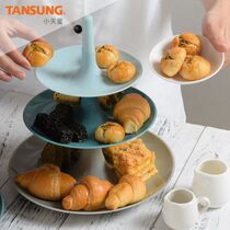 Creative 3-layer fruit plate cake stand home afternoon tea snack tremble fruit plate three-color three-layer platter Nordic ins