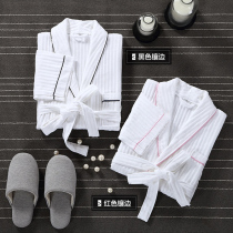 New summer thin couple lace-up white robe skin-friendly breathable herringbone hotel home bathrobe