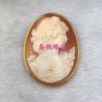 Hand inlaid pure silver kine gold jewellery Carmeo bshell porcelain sheet Chest Pin Pendant pendant Dual-purpose bag Edge to customize