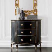 Light luxury porch cabinet American chest cabinet storage Cabinet sideboard solid wood living room semicircular curved door Hall Cabinet