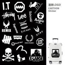 Black and white tide brand logo waterproof personality suitcase suitcase Notebook Guitar player machine water cup skateboard sticker painting