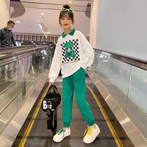 Girls Net Red Suite 2022 New Spring Clothes for Childrens Ocean Spring Casual Two Pieces of Girls Childrens Clothes